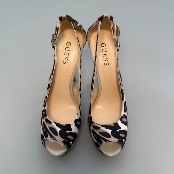 Guess Hondo 4 Leopard Print Open-Toe Pumps - Picture 3 of 5